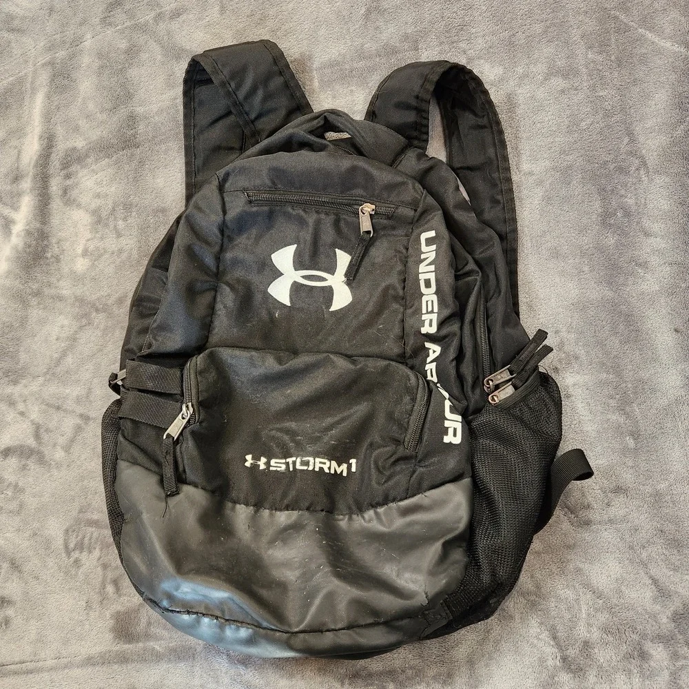 Under Armour Storm 1 Backpack Black Water Resistant School Bag Laptop